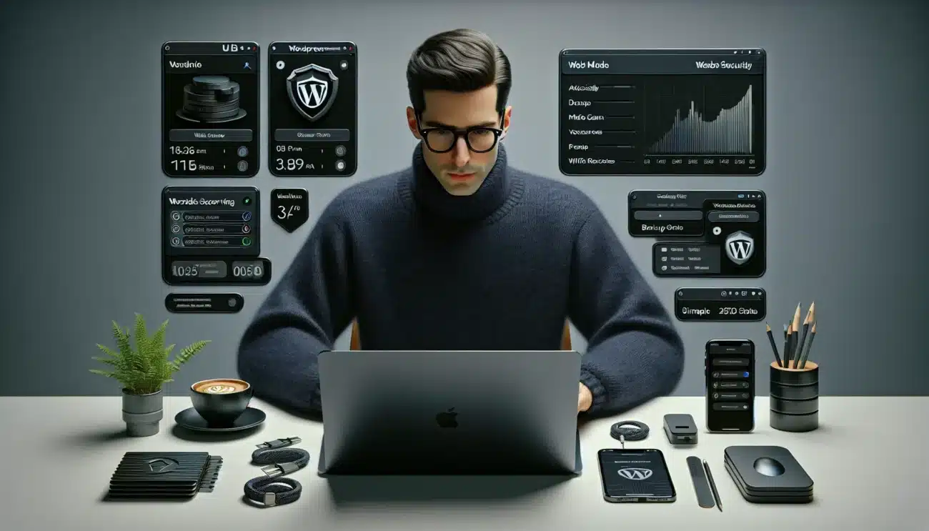 Norwegian admin securing wordpress with 2fa firewall and backups in winter office