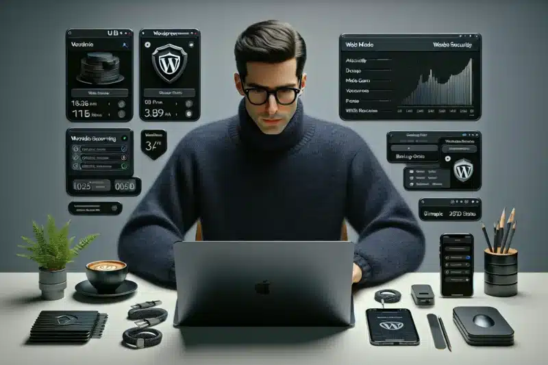 Norwegian admin securing wordpress with 2fa firewall and backups in winter office