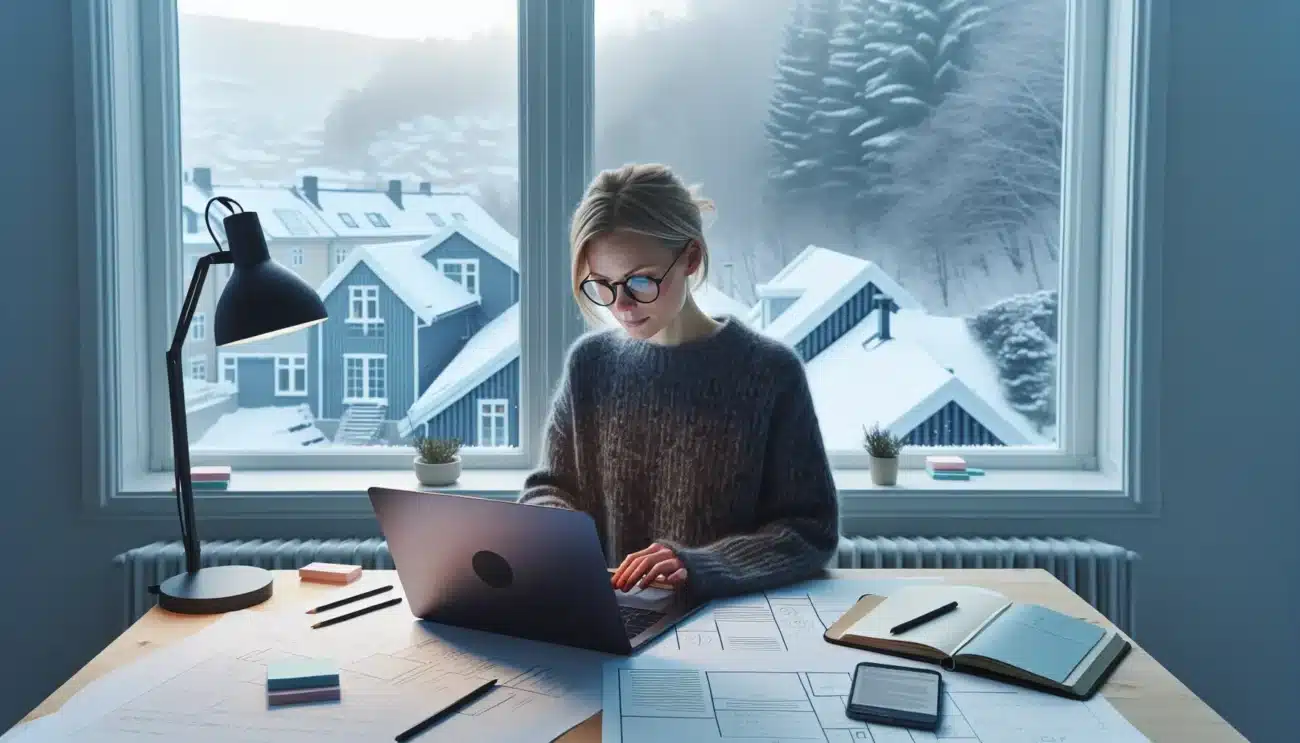 Norwegian developer builds a custom wordpress blog theme in a winter lit studio