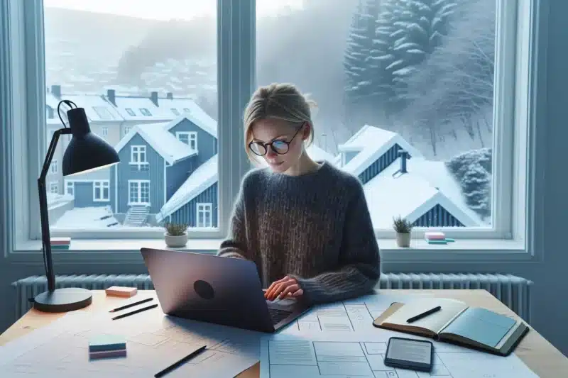 Norwegian developer builds a custom wordpress blog theme in a winter lit studio