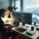 Norwegian developer using git for wordpress with ci pipeline and branch diagram